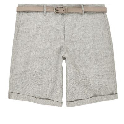 Green belted slim fit shorts